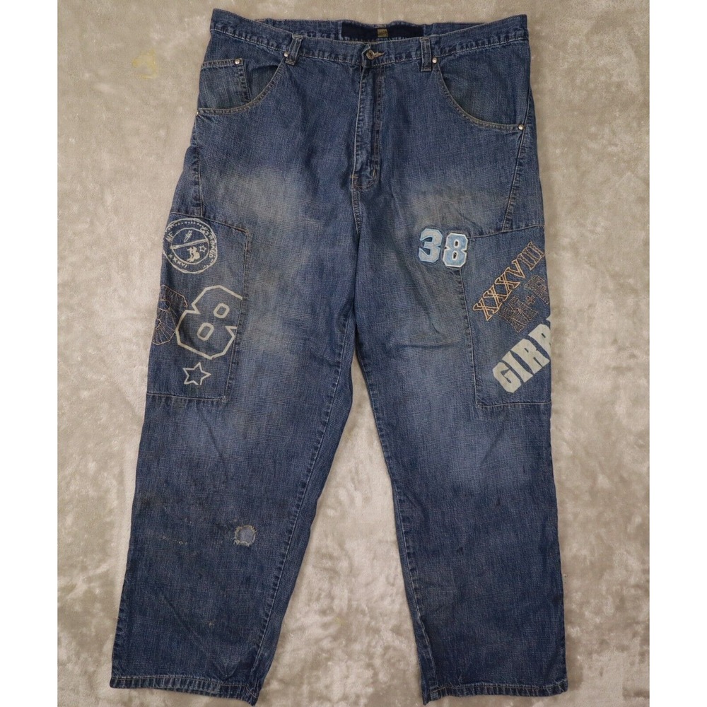 Marithe Francois Girbaud 38 Patch Baggy Denim Jeans Distressed Hip‎ Hop size 42